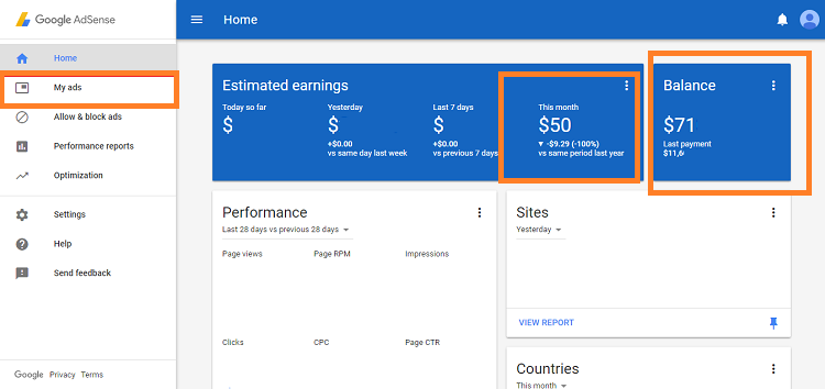 adsense account